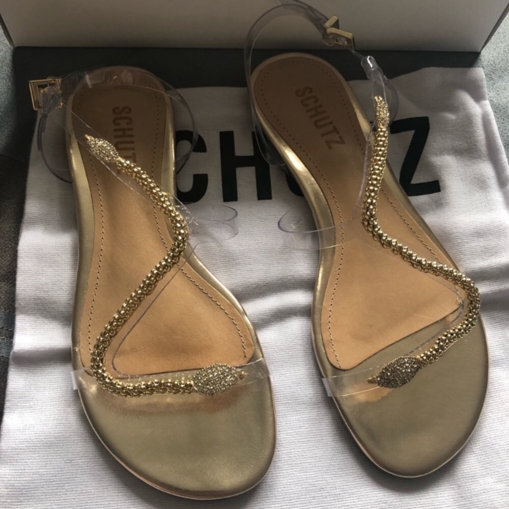 Designer SCHUTZ gold embellished sandals - Picture 4 of 6